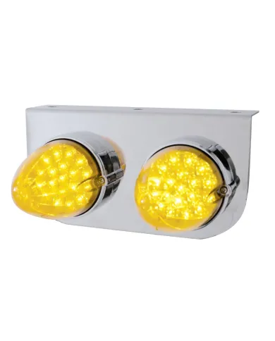 UP37894-Stainless Light Bracket With 2X 19 LED Reflector Lights - Amber LED/Amber Lens