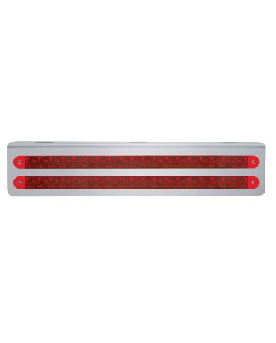 UP37929-12-3/4" Stainless Light Bracket With 2X 19 LED 12" Light Bars - Red LED/Red Lens