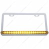 UP37946-Chrome License Plate Frame With 19 LED 12" Reflector Light Bar - Amber LED/Amber Lens