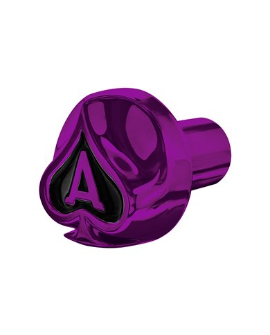 UP71019-Ace Of Spades Air Valve Knob - Candy Purple With Gloss Black Inlay