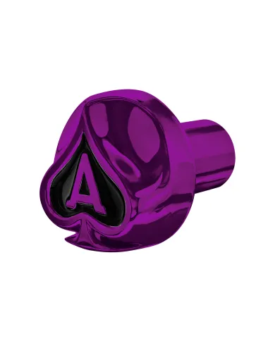 UP71019-Ace Of Spades Air Valve Knob - Candy Purple With Gloss Black Inlay