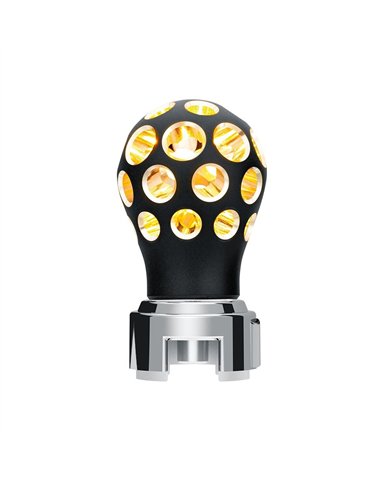 UP71076-Thread-On Matte Black Phoenix Style Ball Gearshift Knob With LED 13/15/18 Speed Adapter-Amber LED