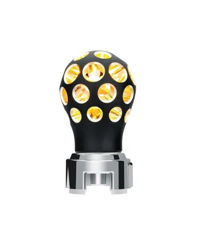 UP71076-Thread-On Matte Black Phoenix Style Ball Gearshift Knob With LED 13/15/18 Speed Adapter-Amber LED