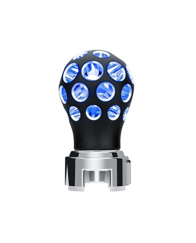 UP71077-Thread-On Matte Black Phoenix Style Ball Gearshift Knob With LED 13/15/18 Speed Adapter-Blue LED