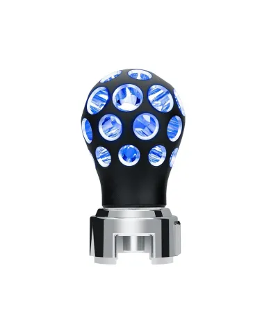 UP71077-Thread-On Matte Black Phoenix Style Ball Gearshift Knob With LED 13/15/18 Speed Adapter-Blue LED