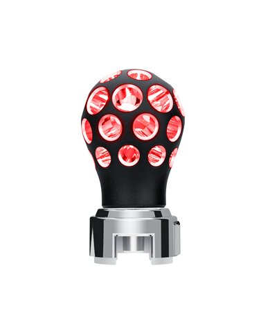 UP71078-Thread-On Matte Black Phoenix Style Ball Gearshift Knob With LED 13/15/18 Speed Adapter-Red LED