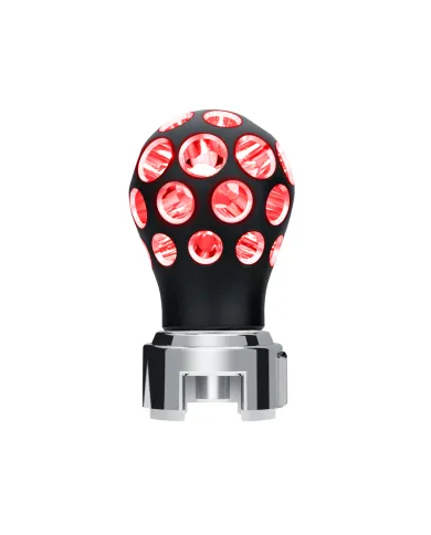 UP71078-Thread-On Matte Black Phoenix Style Ball Gearshift Knob With LED 13/15/18 Speed Adapter-Red LED