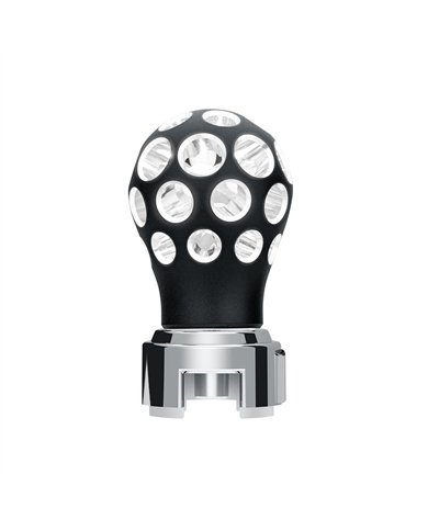 UP71079-Thread-On Matte Black Phoenix Style Ball Gearshift Knob With LED 13/15/18 Speed Adapter-White LED