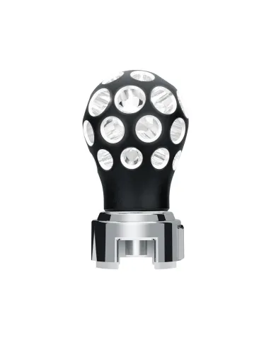 UP71079-Thread-On Matte Black Phoenix Style Ball Gearshift Knob With LED 13/15/18 Speed Adapter-White LED