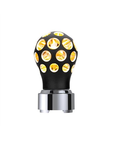 UP71080-Thread-On Matte Black Phoenix Style Ball Gearshift Knob With LED 9/10 Speed Adapter-Amber LED