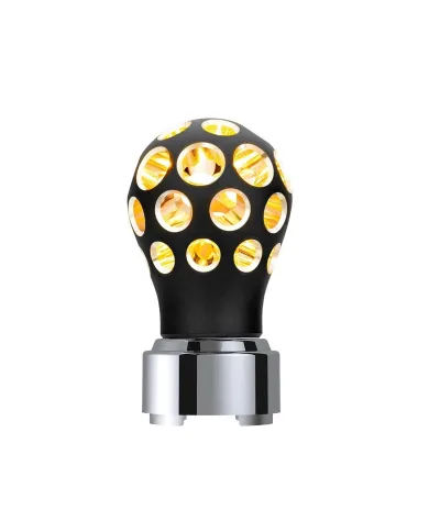 UP71080-Thread-On Matte Black Phoenix Style Ball Gearshift Knob With LED 9/10 Speed Adapter-Amber LED
