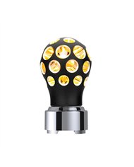 UP71080-Thread-On Matte Black Phoenix Style Ball Gearshift Knob With LED 9/10 Speed Adapter-Amber LED