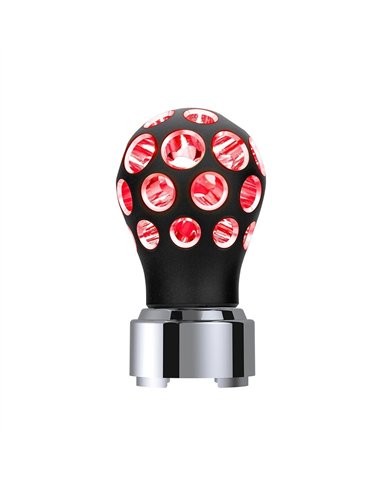 UP71082-Thread-On Matte Black Phoenix Style Ball Gearshift Knob With LED 9/10 Speed Adapter-Red LED