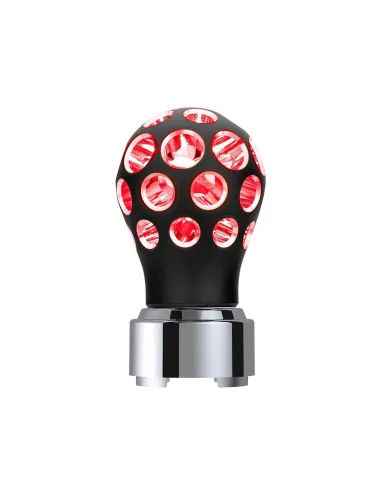 UP71082-Thread-On Matte Black Phoenix Style Ball Gearshift Knob With LED 9/10 Speed Adapter-Red LED