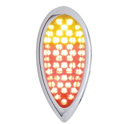 UP37964-51 LED Duo "Teardrop" Auxiliary/Utility Light With Bezel - Red + Amber LED/Clear Lens