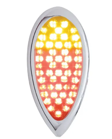 UP37964-51 LED Duo "Teardrop" Auxiliary/Utility Light With Bezel - Red + Amber LED/Clear Lens