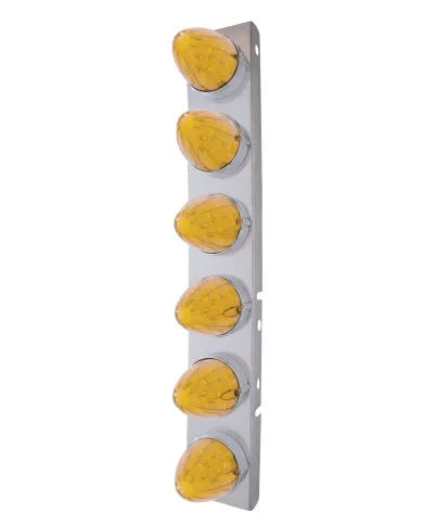UP37984-SS Front Air Cleaner Bracket With 12X 19 LED Watermelon Lights & Bezels For Peterbilt-Amber LED & Lens
