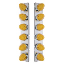 UP37986-SS Front Air Cleaner Bracket With 12X 19 LED Beehive Lights & Bezels For Peterbilt-Amber LED & Lens