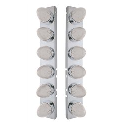 UP37987-SS Front Air Cleaner Bracket With 12X 19 LED Beehive Lights & Bezels For Peterbilt-Amber LED/Clear Lens