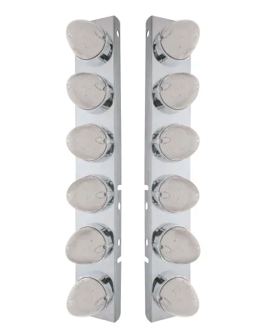 UP37987-SS Front Air Cleaner Bracket With 12X 19 LED Beehive Lights & Bezels For Peterbilt-Amber LED/Clear Lens