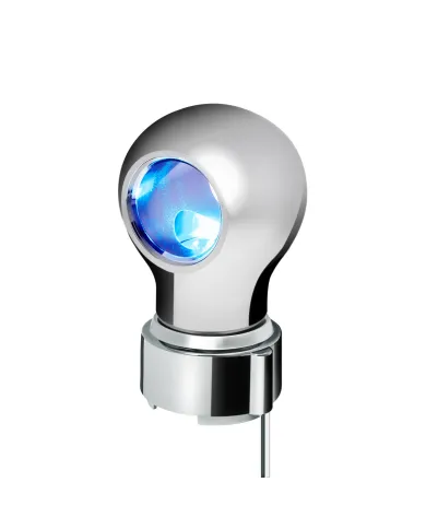 UP71164-Thread-On Chrome Charlotte Style Gearshift Knob With LED 9/10 Speed Adapter-Blue LED