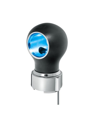 UP71170-Thread-On Matte Black Charlotte Style Gearshift Knob With LED 9/10 Speed Adapter-Blue LED