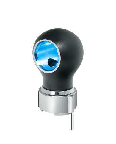 UP71170-Thread-On Matte Black Charlotte Style Gearshift Knob With LED 9/10 Speed Adapter-Blue LED