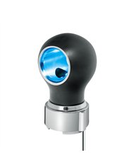 UP71170-Thread-On Matte Black Charlotte Style Gearshift Knob With LED 9/10 Speed Adapter-Blue LED