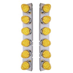 UP37988-SS Front Air Cleaner Bracket With 12X 19 LED Reflector Lights & Bezels For Peterbilt-Amber LED & Lens
