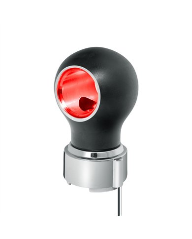 UP71174-Thread-On Matte Black Charlotte Style Gearshift Knob With LED 9/10 Speed Adapter-Red LED