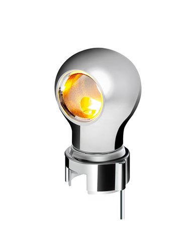 UP71175-Thread-On Chrome Charlotte Style Gearshift Knob With LED 13/15/18 Speed Adapter-Amber LED