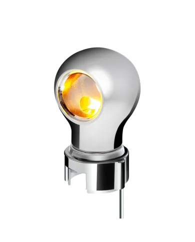 UP71175-Thread-On Chrome Charlotte Style Gearshift Knob With LED 13/15/18 Speed Adapter-Amber LED