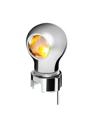 UP71175-Thread-On Chrome Charlotte Style Gearshift Knob With LED 13/15/18 Speed Adapter-Amber LED