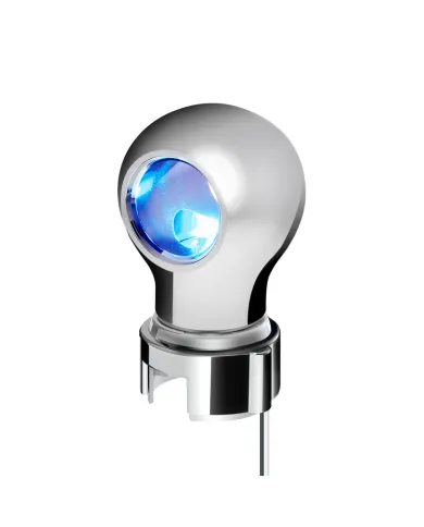 UP71176-Thread-On Chrome Charlotte Style Gearshift Knob With LED 13/15/18 Speed Adapter-Blue LED