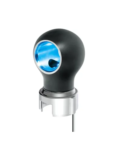 UP71182-Thread-On Matte Black Charlotte Style Gearshift Knob With LED 13/15/18 Speed Adapter-Blue LED