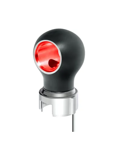 UP71186-Thread-On Matte Black Charlotte Style Gearshift Knob With LED 13/15/18 Speed Adapter-Red LED