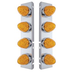 UP37990-SS Front Air Cleaner Bracket With 8X 19 LED Watermelon Lights & Bezels For Peterbilt-Amber LED & Lens