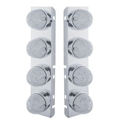UP37991-SS Front Air Cleaner Bracket With 8X 19 LED Watermelon Lights & Bezels For Peterbilt-Amber LED/Clear Lens
