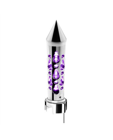 UP71215-Brooklyn Style Spike Gearshift Knob With LED 13/15/18 Speed Adapter - Chrome/Purple LED