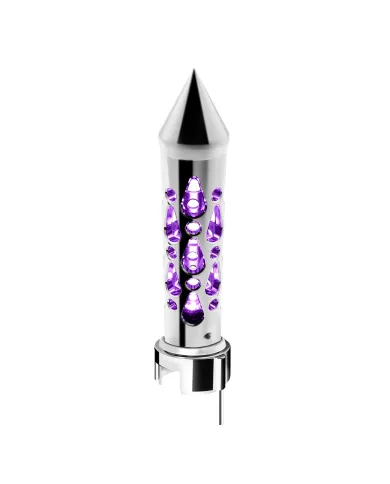 UP71215-Brooklyn Style Spike Gearshift Knob With LED 13/15/18 Speed Adapter - Chrome/Purple LED