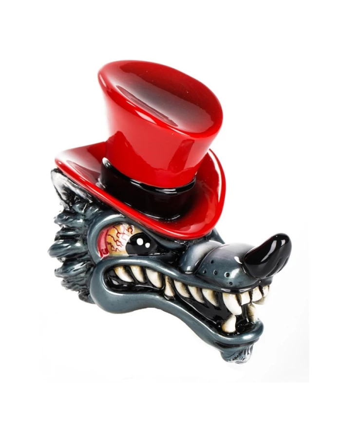 Lobo con sombrero de copa - Rojo