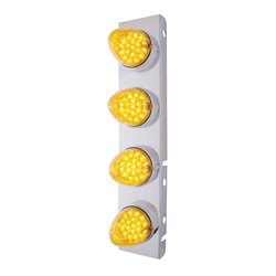 UP37994-SS Front Air Cleaner Bracket With 8X 19 LED Reflector Lights & Bezels For Peterbilt-Amber LED & Lens