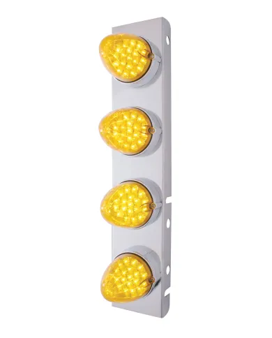 UP37994-SS Front Air Cleaner Bracket With 8X 19 LED Reflector Lights & Bezels For Peterbilt-Amber LED & Lens