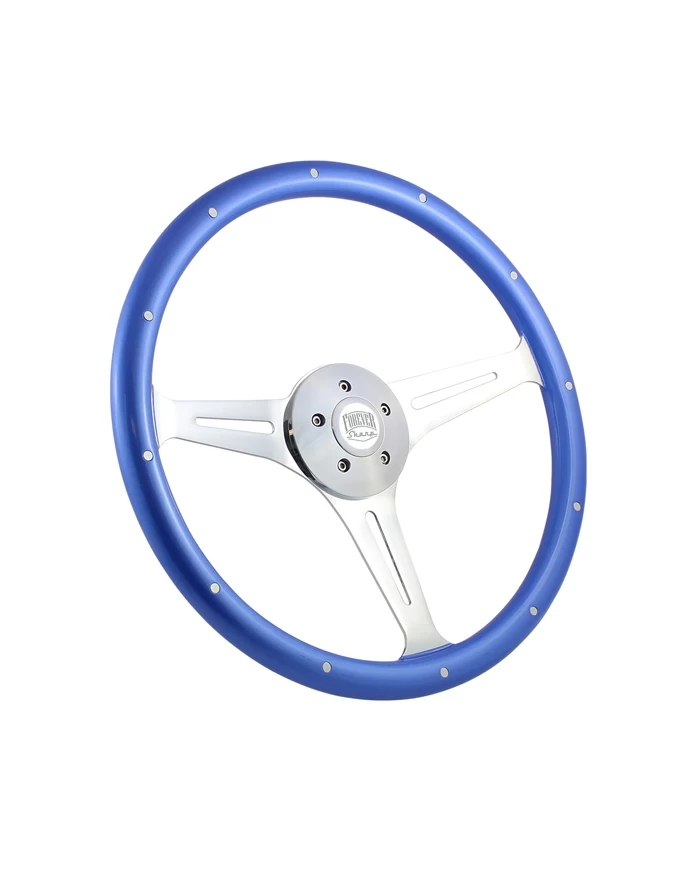 18" CHROME EMPIRE WITH FROSTED BLUE GRIP AND RIVETS 18" CHROME EMPIRE WITH FROSTED BLUE GRIP AND RIVETS