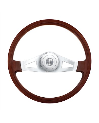 UP88123-18" Chrome 2 Spoke Steering Wheel With Hub & Horn Button Kit For Peterbilt (1998-2005), Kenworth (2001-2003)