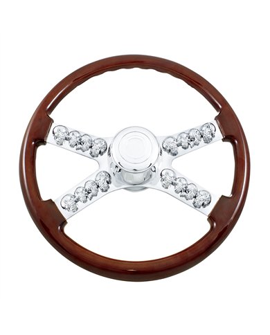 UP88129-18" Skull Steering Wheel With Hub & Horn Button Kit For Peterbilt (1998-2005) & Kenworth (2001-2002)