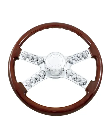UP88129-18" Skull Steering Wheel With Hub & Horn Button Kit For Peterbilt (1998-2005) & Kenworth (2001-2002)