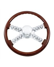 UP88129-18" Skull Steering Wheel With Hub & Horn Button Kit For Peterbilt (1998-2005) & Kenworth (2001-2002)