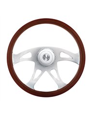 UP88138-18" Chrome Boss Steering Wheel With Hub & Horn Button Kit For Peterbilt (1998-2005) & Kenworth (2001-2002)