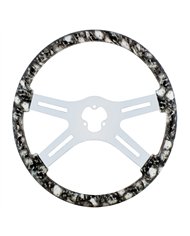 UP88234-18" Skull Steering Wheel Only With Hydro-Dip Finish Wood - White/Gray